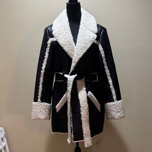 Cinq a Sept Black and White Teddy Jacket